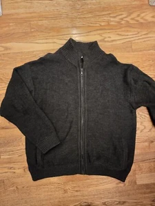 Norm Thompson Merino Wool Zip Up Cardigan Sweater Jacket Mens L Grey Charcoal LG - Picture 1 of 5