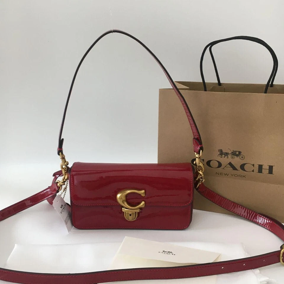 COACH Studio Baguette Shoulder Crossbody Bag Patent Leather Red CE761 outlet