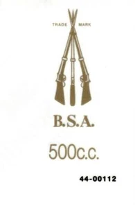 B.S.A. 500cc, Motorcycle, OIF, GOLD 3 Rifles 2" x 1" Mylar 3M DECAL. UK - Foto 1 di 2