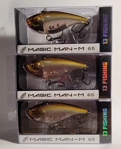 13 FISHING ** MAGIC MAN-M 65 ** LIPLESS CRANKBAIT " OLIVE CRUSH " LOT OF 3 - NEW - Picture 1 of 4