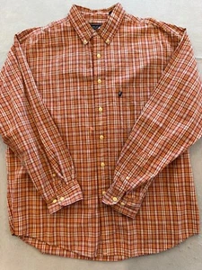 American Eagle Button Down Hemd Herren Large orange kariert Baumwolle Tasche Kragen - Bild 1 von 5