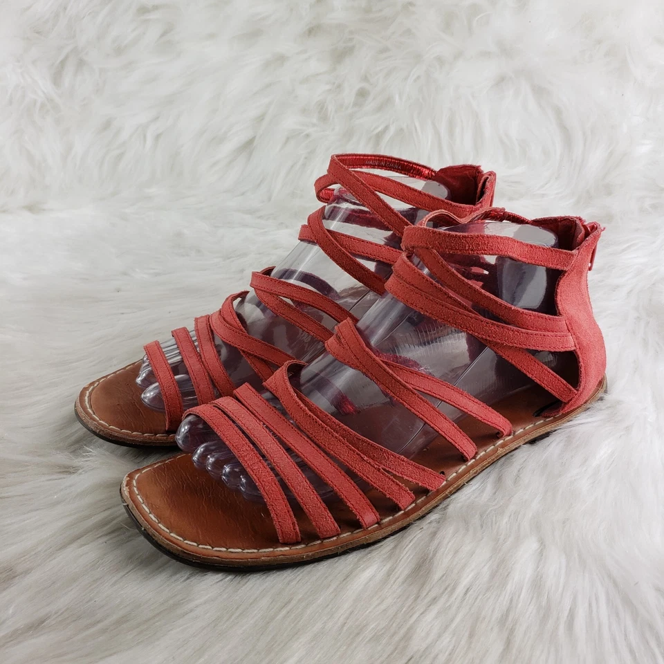 Босоножки женские GAP розовые красные замшевые кожаные с ремешками размер США 9 - Изображение 1 из 4