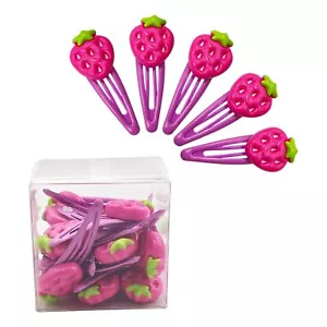 Strawberry Hair Clip - 20 Pcs Pink Metal Snap Fruit Hair Clips Strawberry Hai... - Picture 1 of 6