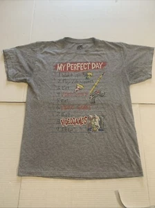 Hybrid - My Perfect Day Wake Up Play Video Games Eat Sleep Gray XL Graphic Tee - Picture 1 of 6