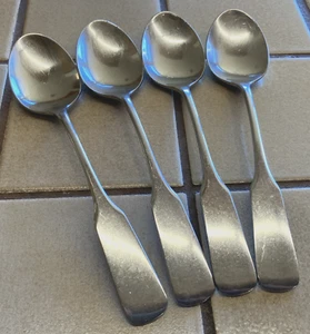 WMF CROMARGAN GERMANY PILGRIM SET OF 4 SATIN STAINLESS OVAL SOUP TABLESPOONS - Picture 1 of 3