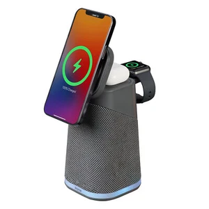 IBT70 Triple Wireless Charging Stand with Bluetooth Speaker - Picture 1 of 12