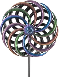 Wind Spinner Rainbow Metal Kinetic Dual Outdoor Yard Garden Patio Lawn Art Decor - Picture 1 of 8