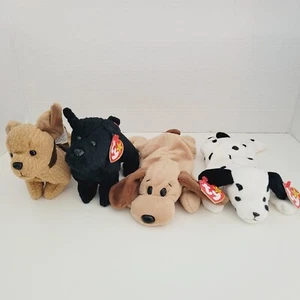 Ty Beanie Baby Lot Of 4 Dogs 4th Gen Dotty Bones Scottie Tuffy All NEW w/Tags - Picture 1 of 16