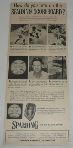 1955 Spalding baseball gloves ad ~ BABE RUTH, BILL DICKEY, ALVIN DARK, more Cover