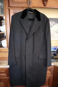 Black Wool W/Velvet Collar BROOKS BROTHERS Dress Overcoat 41 Regular - Picture 1 of 8