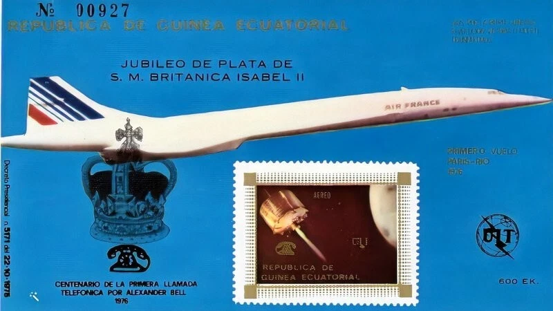 Equatorial Guinea 1977 Mi#Bl.268 CONCORDE/SILVER JUBILEE Black ovpt.S/S MNH - Image 1 of 1
