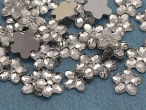 6mm Crystal Clear H102 Flat Back Flower Acrylic Gems High Quality - 100 PCS - Picture 1 of 3