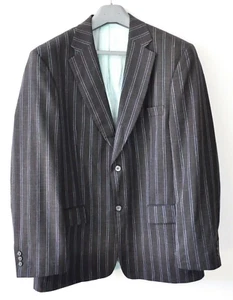 STONES Men Wool + Linen Striped UK 42 US Blazer Suit Jacket EU 52 Coat Brown L - Picture 1 of 9