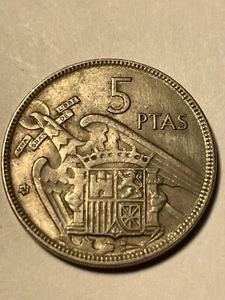 5 PESETAS PTAS 1957 (1962) ESPANA C ALLE BILDER 62 AUF STERN = VERSION 1962 - Bild 1 von 2