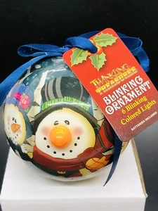 SNOWMAN FAMILY Twinkling Treasures 3D Blinking Christmas Ornament Shatterproof - Picture 1 of 10