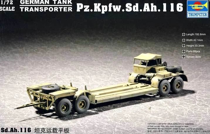 Trumpeter Pz.Kpfw.Sd.Ah.116 Remorque Transporteur De Char Allemand 1:72 Modèle - Photo 1/1