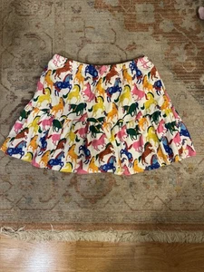 EUC Mini Boden Tiered Jersey Skort in Multi Rainbow Horses, Size 11-12y - Picture 1 of 3
