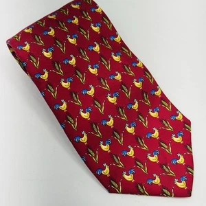 Talbots Hühner und Mais rote Seidenkrawatte Herren Huhn Krawatte 100 % Seide 60 Zoll - Bild 1 von 6