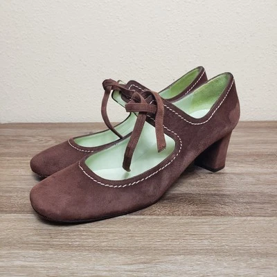 女士 Coclico 棕色麂皮绒皮革高跟鞋凉鞋 Mary Jane US 7.5 / EU 37 — 第 1/4 张图片