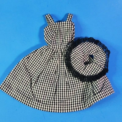Vintage Fashion Doll Barbie Clone Lined Dress Hat 1960s Mommy Made Metal Snaps  Foto 1 de 4