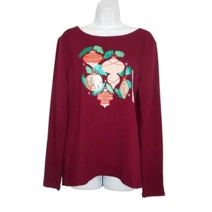 Camiseta Croft Barrow Top Mujer M Manga Larga Adorno de Navidad Adornado Gráfico - Imagen 1 de 9