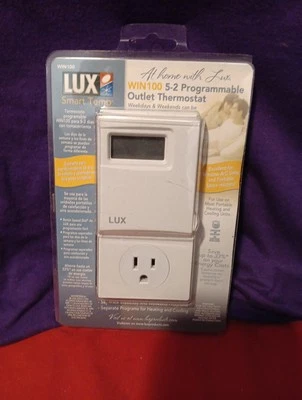 LUX WIN100 Smart Temp Programmable Outlet Thermostat - open Package- gently used - Image 1 of 4