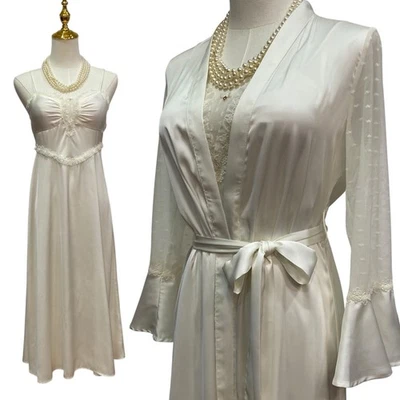 My Body Bridal Creamy White Heart Lace Nightgown & Robe Peignoir Set size S - Image 1 of 4