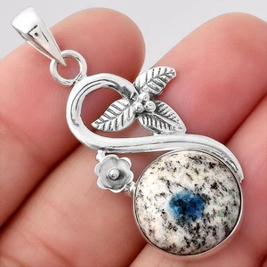 Natürlicher K2 blau - Azurit in Quarz 925 Sterling Silber Anhänger Schmuck P-1711 - Bild 1 von 5
