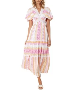 Hale Bob Maxi Dress in Pink Embroidered Pink Orange White NWT Size Medium - Bild 1 von 12