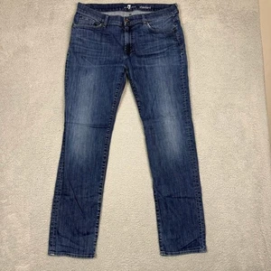 7 For All Mankind Standard Mens Blue Wash Straight Leg Denim Jeans Size 36x32 - Picture 1 of 12