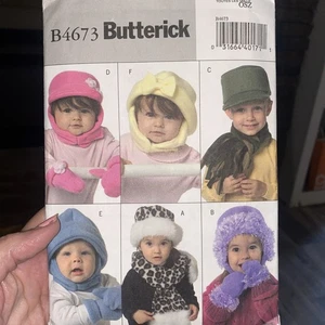 Butterick Sewing Pattern B4673 Infant Toddler Hats Scarves Mittens Cut - Picture 1 of 2