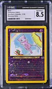 CGC 8.5 Mew 2001 Southern Islands 1/18 Reverse Holo SWIRL Pokemon Karte psa - Bild 1 von 2