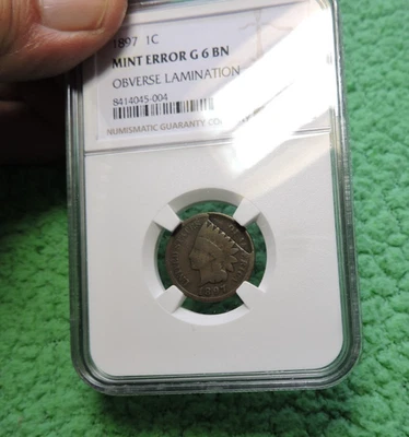 1897 INDIAN Cent ERROR - NGC G4 OBVERSE LAMINATION!!! - Image 1 of 4