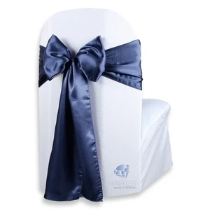 200 Stck. Satin Stuhlhusse Schleife Schärpe 108"x8" - Marineblau - Hochzeit Party hs - Bild 1 von 5