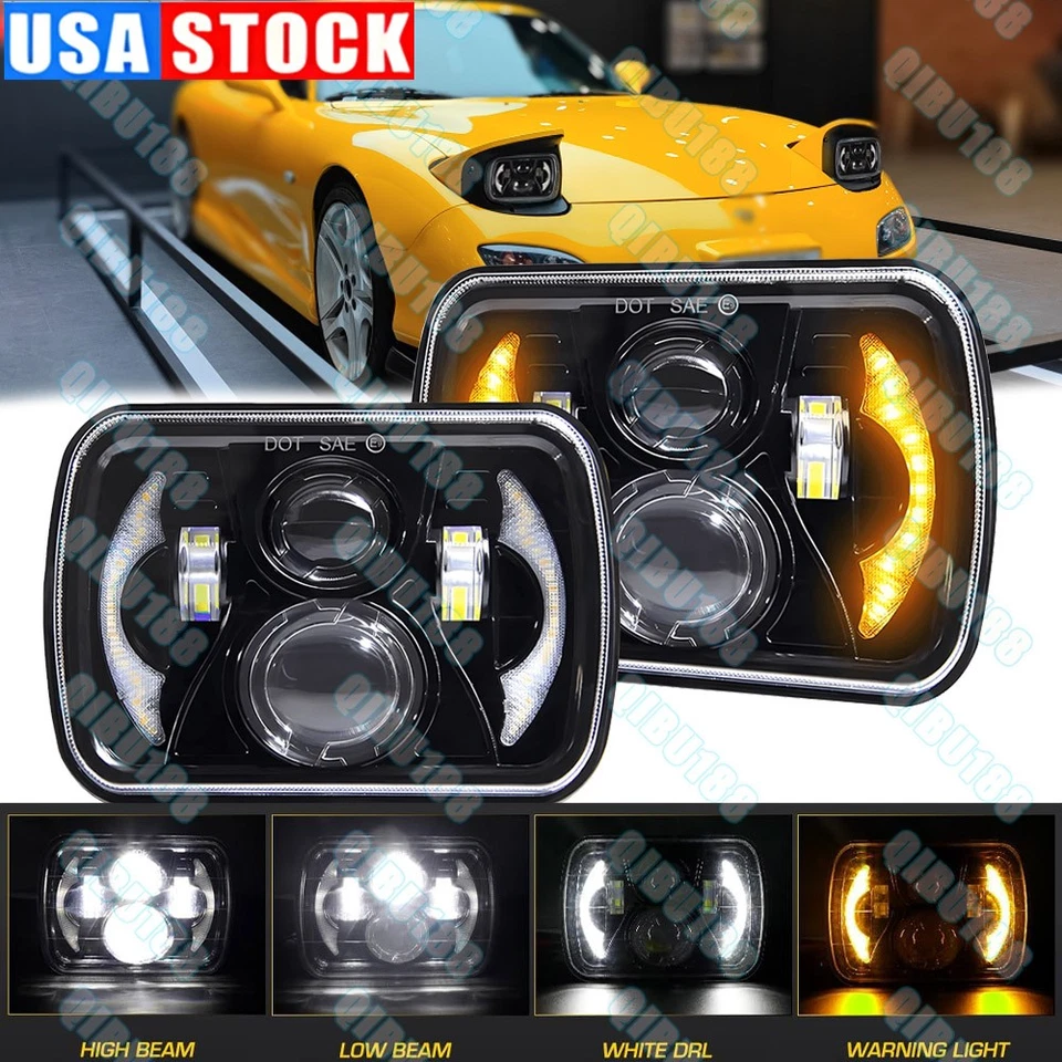 Faro LED negro 5x7'' 7X6" halo DRL faro apto para Mazda B2200 B2600 RX-7 par Foto 1 de 4