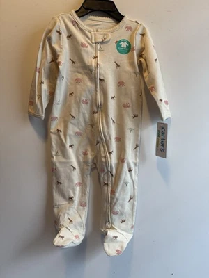 Carters -Child Of Mine- Sleep & Play NWT SZ 6-9 Mo 2 Way Zipper Safari - Image 1 of 4