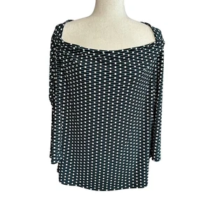 Liz Claiborne Shirt Damen XL schwarz geometrisches Muster 3/4 Ärmel Workwear - Bild 1 von 10
