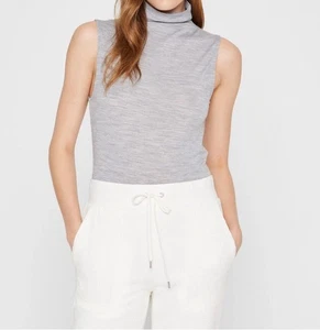 Club Monaco Oberteil ärmellos Rollkragen Wolle Kaschmir Pullover elegant klassisch schick L - Bild 1 von 9