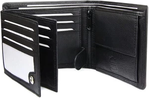 Mens Nappa Leather Wallet, 12 card slots Trifold with RFID Protection, landsc... - Picture 1 of 7