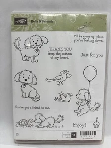 Stampin Up! Bella & Friends Timbro di Gomma Cling Set di 11 Soffice Cucciolo Cane Pappagallo - Foto 1 di 3