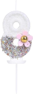 8 Birthday Candle Candy Macaron Number 4 Candle with 3D Flower for Girl Women - Picture 1 of 7