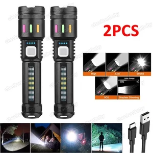 2 Stück Taktische Taschenlampe Leistungsstärkste 990000LM LED Militär Taschenlampe Wiederaufladbar - Bild 1 von 14