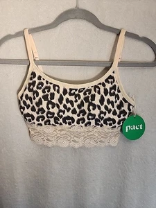 Pact Organic Cotton Cheetah Print, Spitzenband Bralette Gr. XS Neu Mit Etikett - Bild 1 von 6