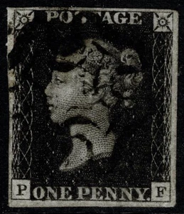 1840 1d Black Pl 5 PF 4m Crisp Black MX Fine Used Cat. £375.00 - Picture 1 of 1