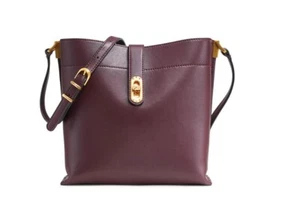 Bandolera Donna Karan NY Bridgehampton cuero triple compartimento -CIRUELA/FIGURA - Imagen 1 de 14