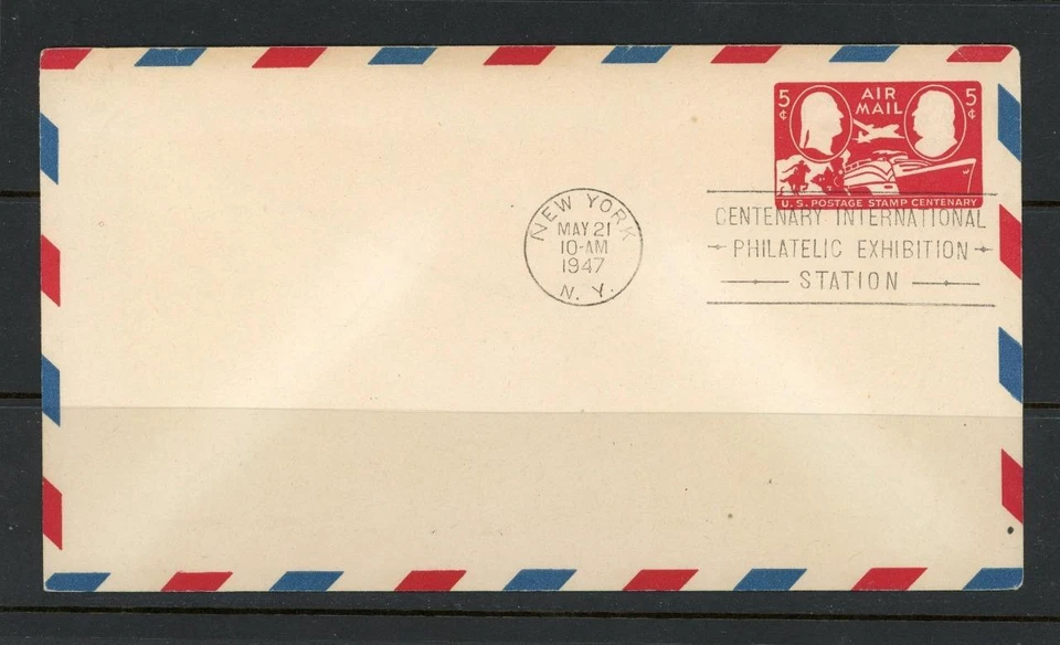 EE. UU. 1947 Exposición Filatélica Ferrocarril en Correo Aéreo Cubierta Nueva York Matasellos Foto 1 de 1