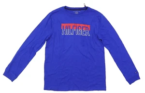 TOMMY HILFIGER | Camiseta manga larga azul real para niños | Talla XL 16-18 años - Imagen 1 de 2