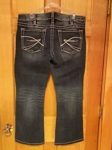 Silber Aiko Bootcut Jeans W33 L31 niedrig erhöht dunkel gewaschen Denim Stretch Damen - Bild 1 von 5