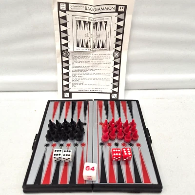 Backgammon Magnetic Foldable Board and Case Complete with Dice Instructions 5” - Image 1 of 4