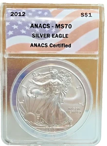 2012 MS70 FLAG LABEL SILVER EAGLE ANACS - (064) * - Picture 1 of 2